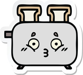 sticker of a cute cartoon of a toaster