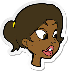 sticker of a cartoon friendly woman