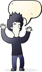 cartoon vampire with speech bubble