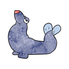 freehand textured cartoon proud seal