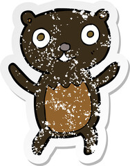 retro distressed sticker of a cartoon black bear cub