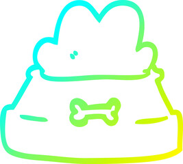 cold gradient line drawing of a cartoon pet bowl