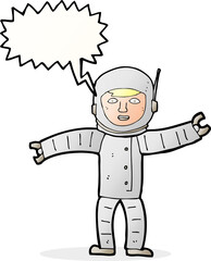 cartoon space man with speech bubble