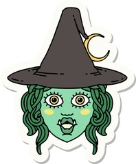 sticker of a half orc witch character face