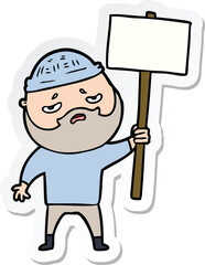 sticker of a cartoon worried man with beard