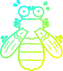 cold gradient line drawing of a cartoon bee