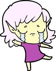 cartoon crying elf girl