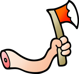 vector gradient illustration cartoon arm with axe