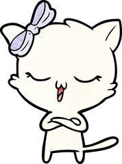 cartoon cat with bow on head