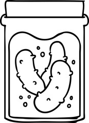 hand drawn line drawing doodle jar of pickled gherkins