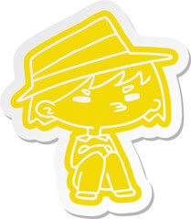 cartoon sticker of a kawaii cute boy