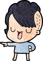 cute cartoon girl with hipster haircut