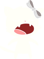 flat color style cartoon meowing cat