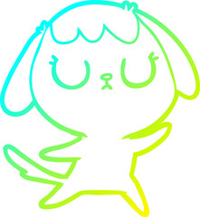 cold gradient line drawing of a cute cartoon dog