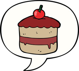 cartoon cake with speech bubble