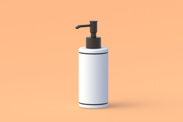 Bottle for liquid soap. Dispenser pump for antiseptic. Cosmetic accessories. Packaging for shampoo. 3d render