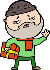 cartoon worried man with beard