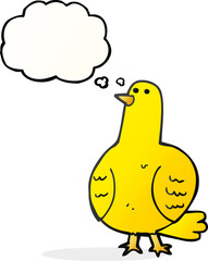 freehand drawn thought bubble cartoon bird