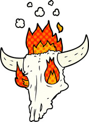 spooky flaming animals skull cartoon