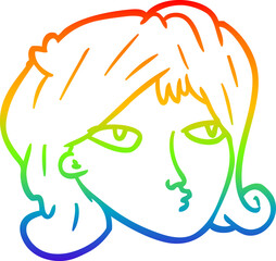 rainbow gradient line drawing of a woman