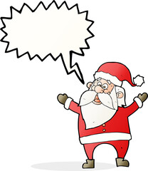 cartoon santa claus with speech bubble