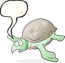 freehand drawn speech bubble cartoon turtle