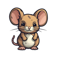 mouse character sticker isolated on transparent background