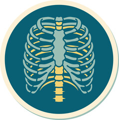 sticker of tattoo in traditional style of a rib cage