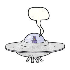 freehand speech bubble textured cartoon UFO