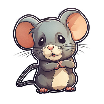 mouse character sticker isolated on transparent background