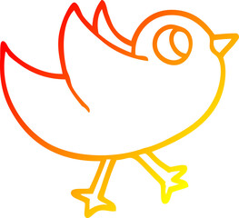 warm gradient line drawing of a cartoon bird flapping wings