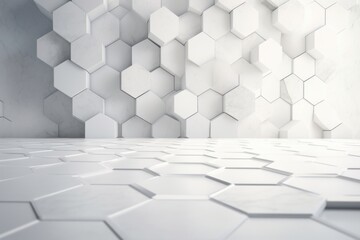 Abstract white geometric hexagonal background, Generative ai