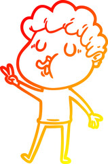warm gradient line drawing of a cartoon man singing