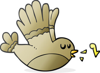 freehand drawn cartoon singing bird