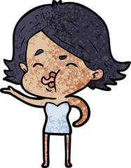 cartoon girl pulling face