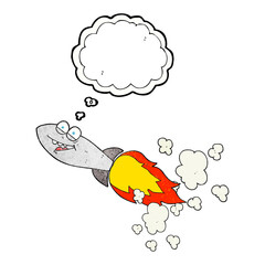 freehand drawn thought bubble textured cartoon missile