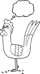 freehand drawn thought bubble cartoon chicken