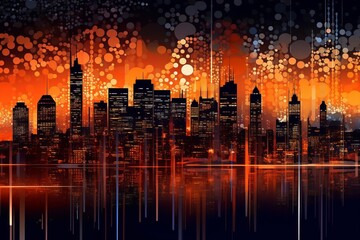 Abstract depiction of city cityscape. Beautiful illustration picture. Generative AI