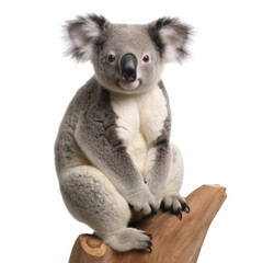 koala on a branch isolated on transparent background cutout