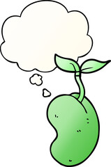 cartoon sprouting seed with thought bubble in smooth gradient style