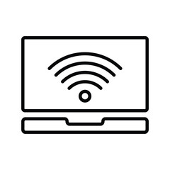 Laptop wifi icon. Device connected to wifi icon. Illustration vector