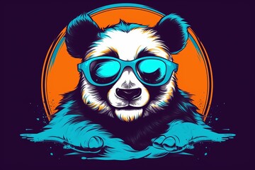 Vibrant and playful logo with panda in glasses. Beautiful illustration picture. Generative AI