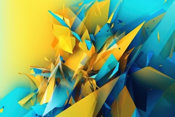 Abstract yellow and blue background with sharp angles, Generative ai - obrazy, fototapety, plakaty