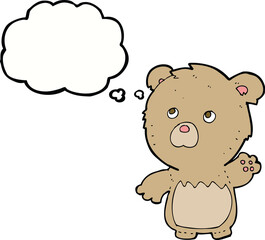 Fototapeta premium cartoon teddy bear with thought bubble