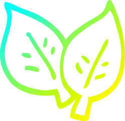 cold gradient line drawing of a cartoon autumn leaves