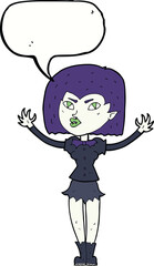 cartoon vampire girl with speech bubble