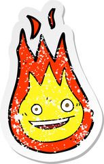 retro distressed sticker of a cartoon friendly fireball
