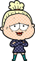 cartoon happy old lady