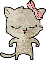 cartoon cat with bow on head