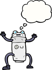 cartoon robot with thought bubble